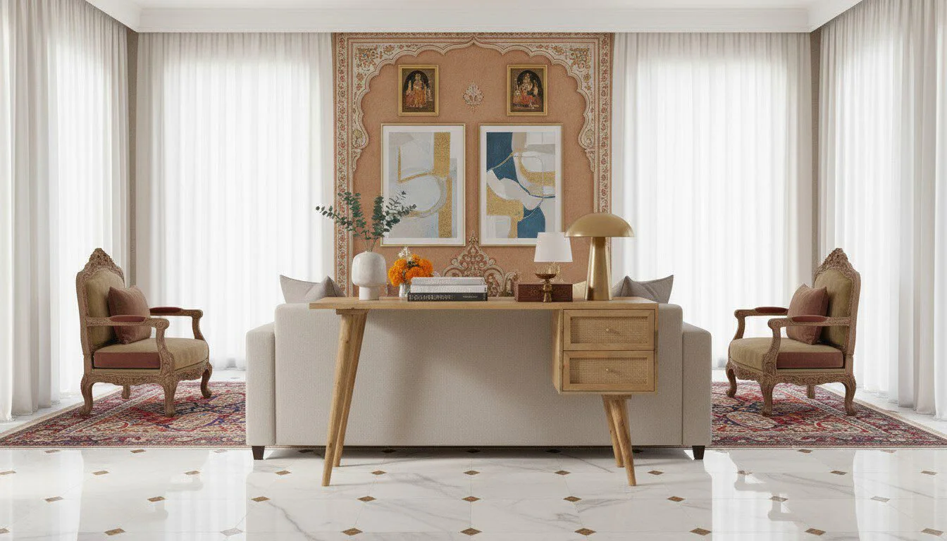 Artisan Cane Detail Desk - Heritage Room Wide