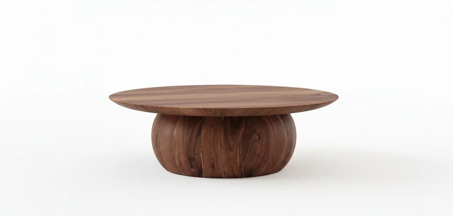 Organic Elmwood Sculptural Coffee Table - White BG 45° Corner