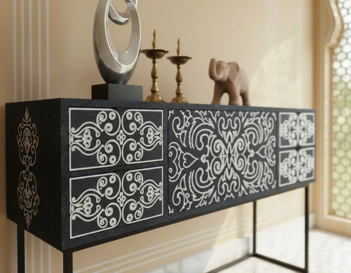 Ornate Scroll Console - Heritage Room Detail