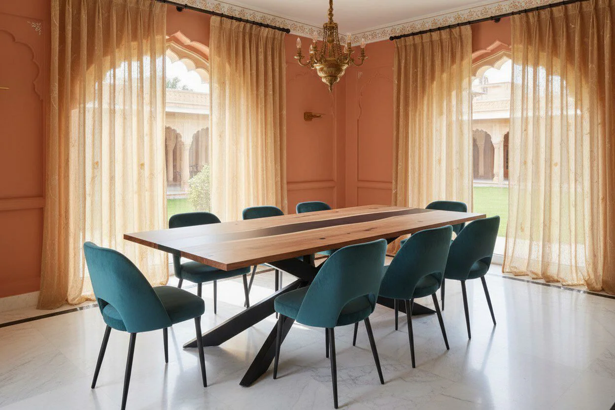 The Riverstone Epoxy Dining Table - Heritage Room Wide
