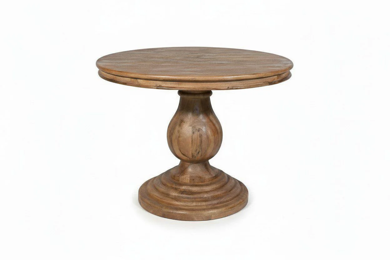 The Sculpted Pedestal Accent Table - White BG Front View